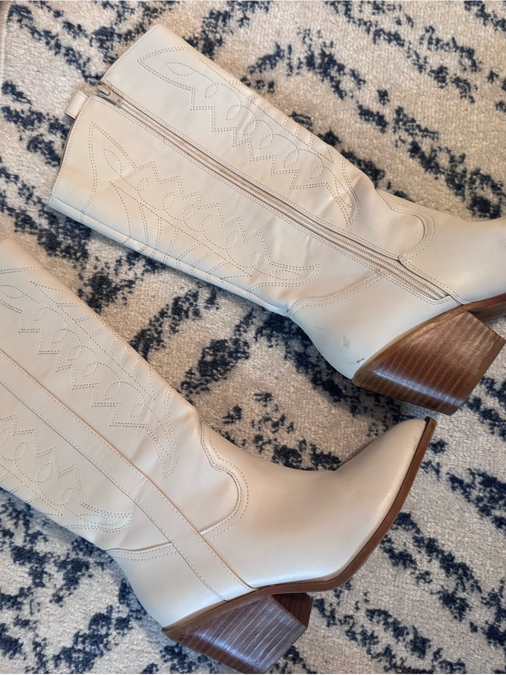 Corkys Cream Western Knee-High Heeled Boots